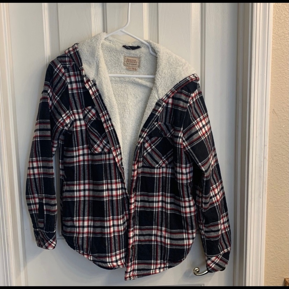 Plaid Shacket with faux Sherpa lining